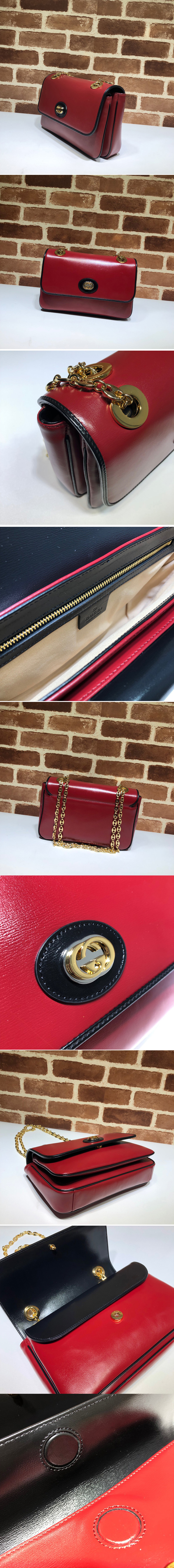 Replica Gucci ‎576421 Leather Small Shoulder Bag In Red Leather