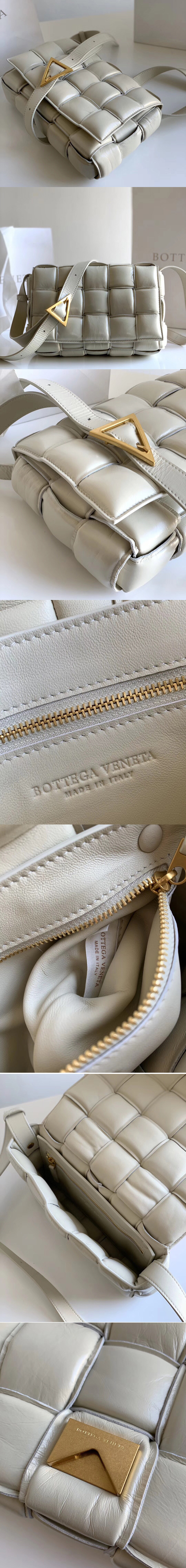 Replica Bottega Veneta 591970 padded cassette bag in White Lambskin Leather