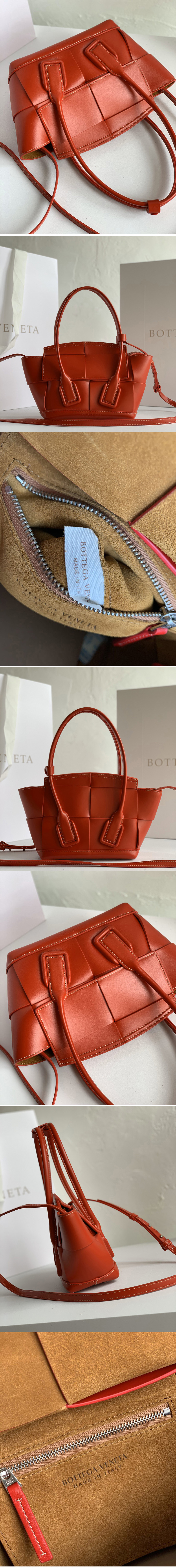 Replica Bottega Veneta 600606 BV Mini Arco Top-handle Bag In Red Calfskin Leather