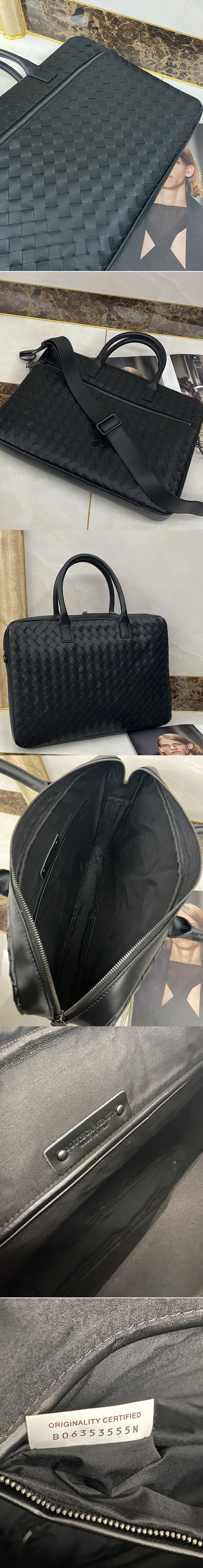 Replica Bottega Veneta 603441 Briefcase bag IN Black Intrecciato Leather