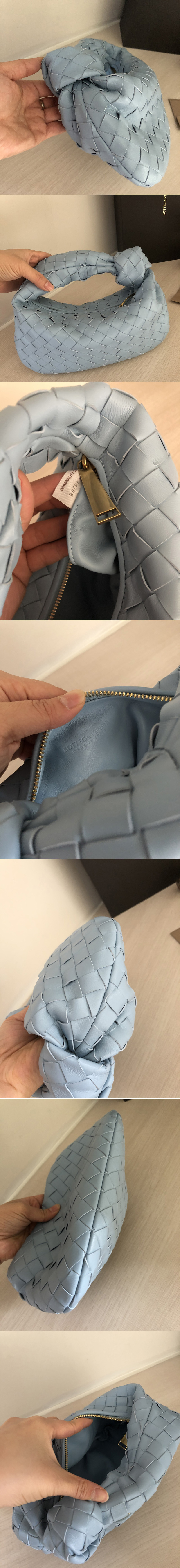 Replica Bottega Veneta 609409 Mini BV Jodie hobo bag in Blue Lambskin Leather