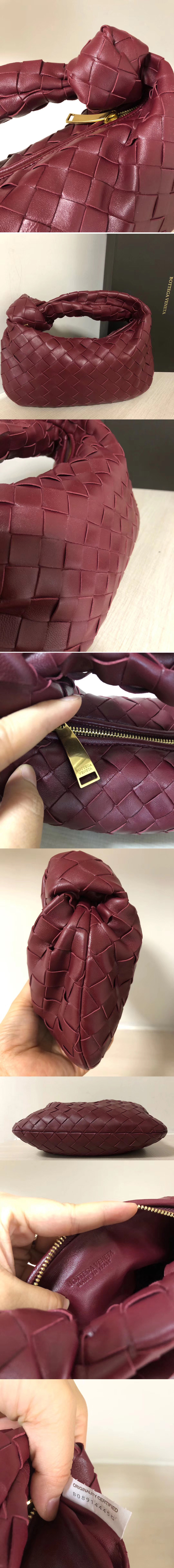 Replica Bottega Veneta 609409 Mini BV Jodie hobo bag in Burgundy Lambskin Leather