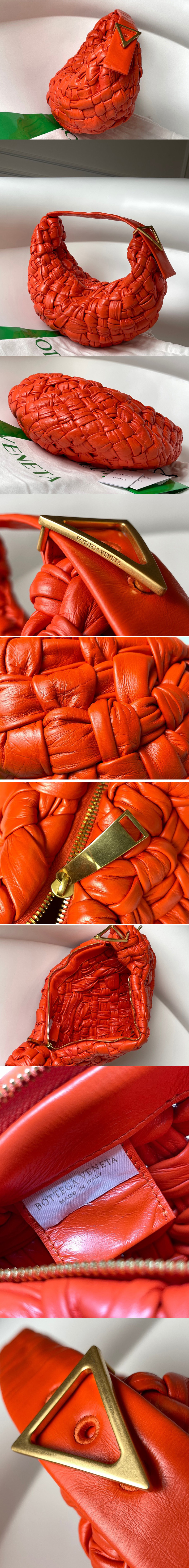 Replica Bottega Veneta 620917 Banana Hobo bag in Red handwoven Calfskin leather