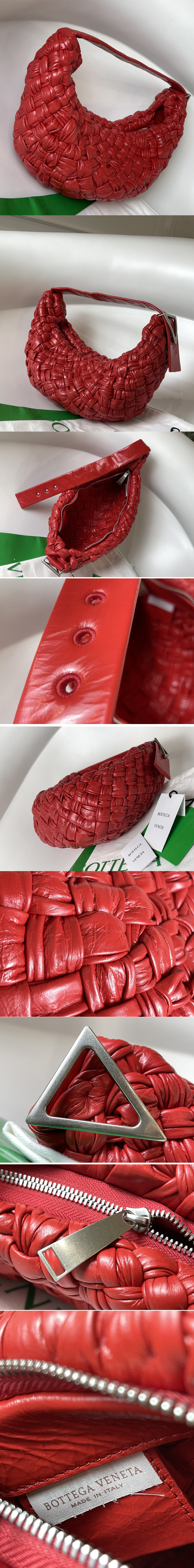 Replica Bottega Veneta 620917 Banana Hobo bag in Dark Red handwoven Calfskin leather