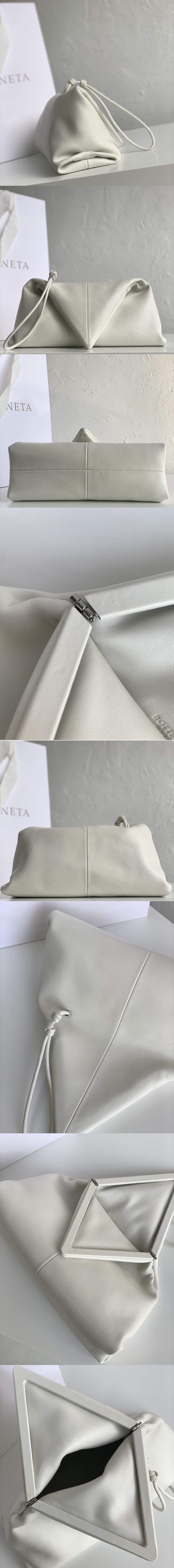 Replica Bottega Veneta 622712 Trine Angular clutch bag in White Lambskin Leather