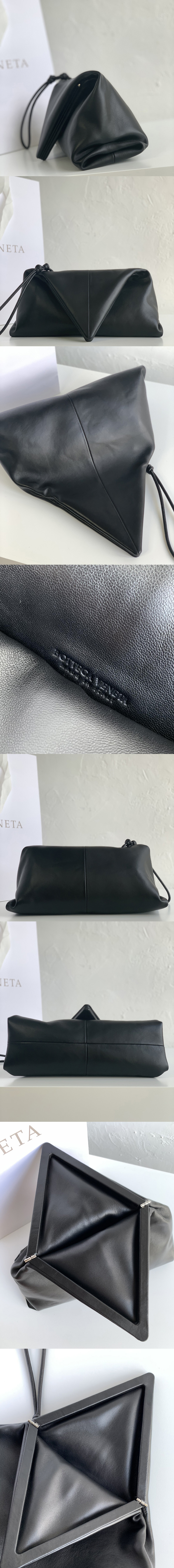 Replica Bottega Veneta 622712 Trine Angular clutch bag in Black Lambskin Leather