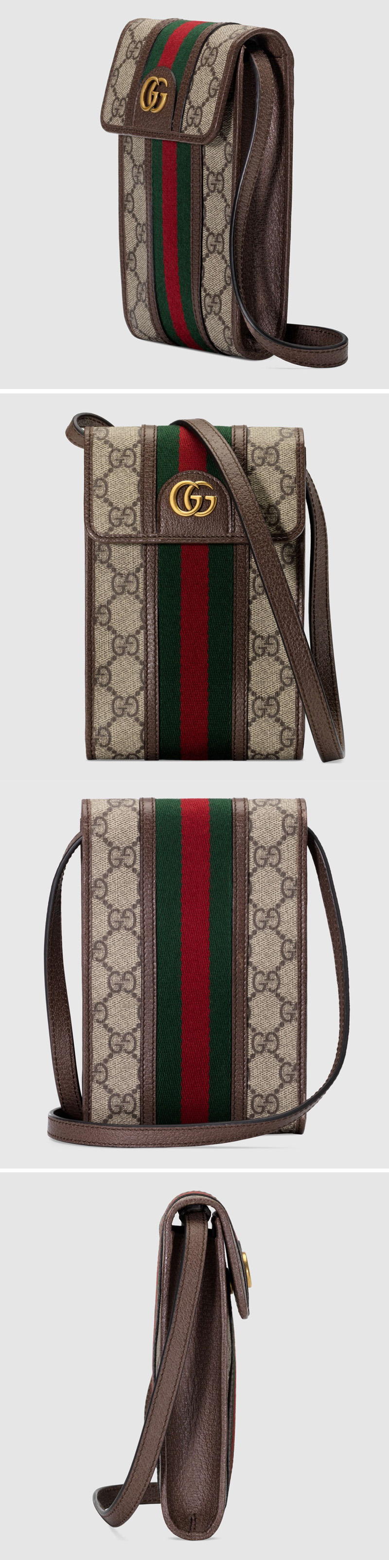 Replica Gucci 625757 Ophidia mini bag in Beige/ebony GG Supreme canvas