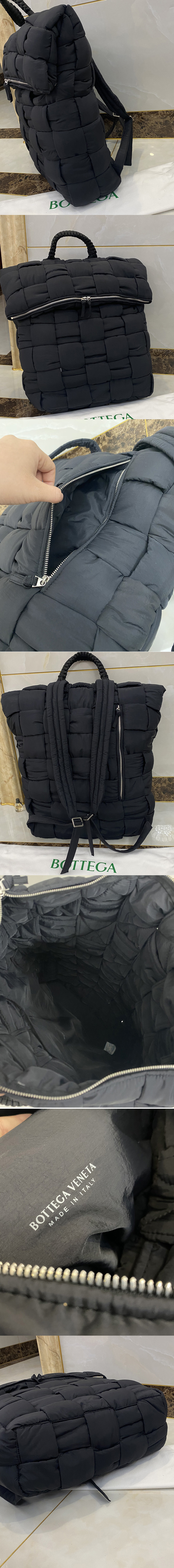 Replica Bottega Veneta 628955 Fold-top padded backpack in Black nylon