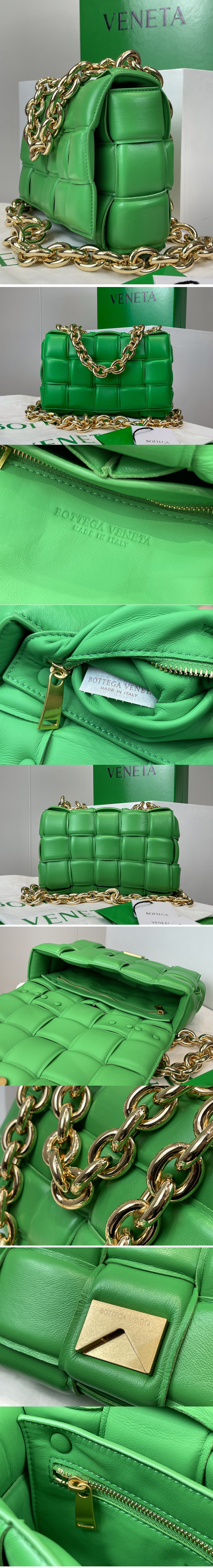 Replica Bottega Veneta 631421 The Chain Cassette Cross-body bag in maxi Light Green Intrecciato Nappa leather