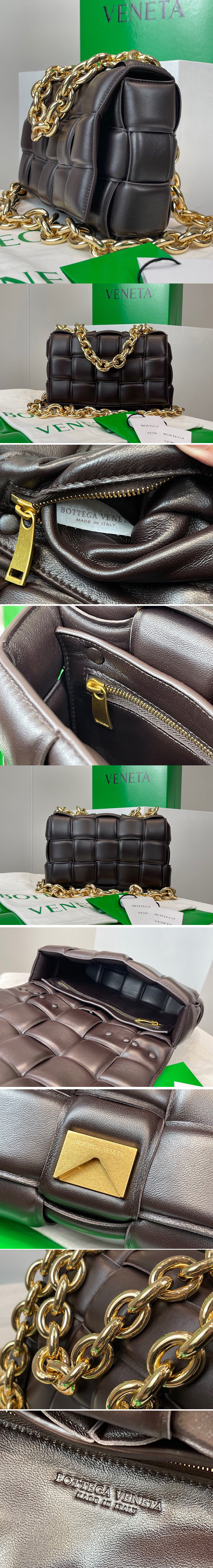 Replica Bottega Veneta 631421 The Chain Cassette bag in maxi Fondant Intrecciato Nappa leather With Gold Chain