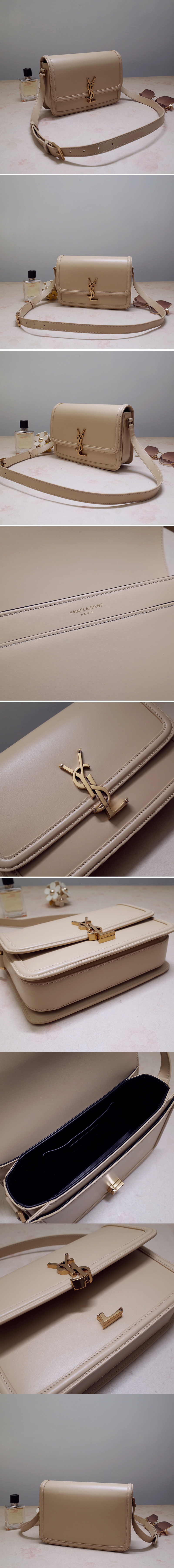 Replica Saint Laurent 634305 YSL SOLFERINO MEDIUM SATCHEL Bag IN Beige BOX SAINT LAURENT LEATHER