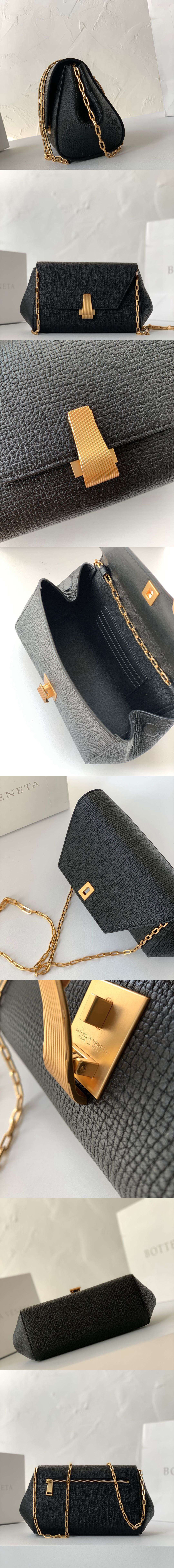 Replica Bottega Veneta 608798 Mini BV Angle Shoulder Bags in Black grainy textured calfskin