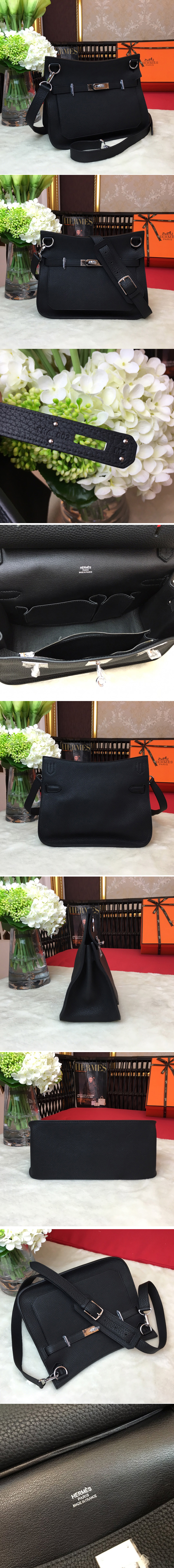 Replica Hermes H061784 Jypsiere 28 bag in Black original taurillon Clemence leather