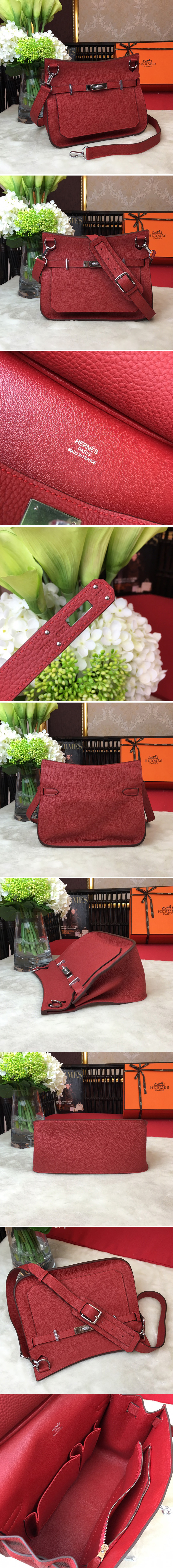 Replica Hermes H061784 Jypsiere 28 bag in Red original taurillon Clemence leather