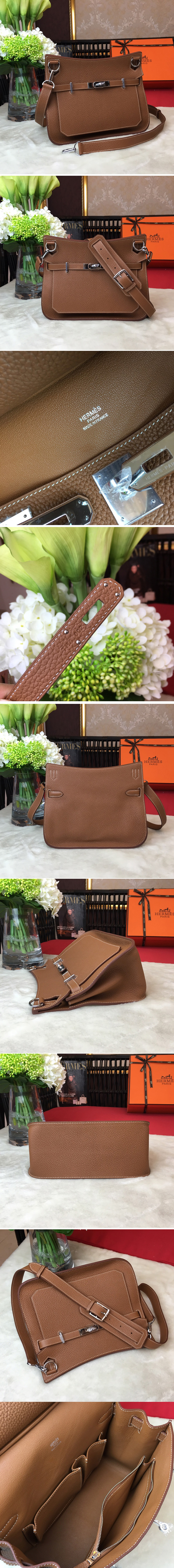 Replica Hermes H061784 Jypsiere 28 bag in Brown original taurillon Clemence leather