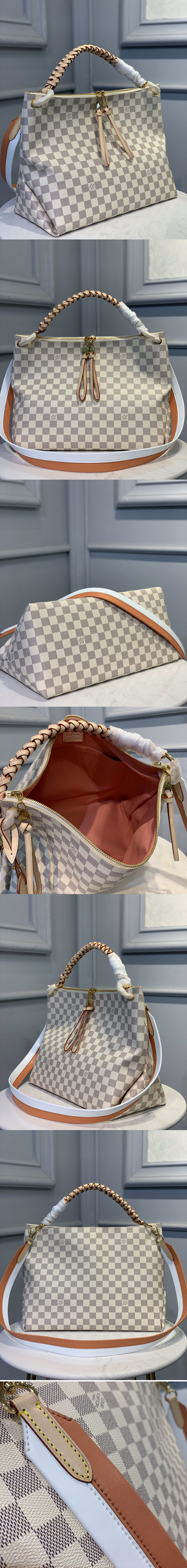 Replica Louis Vuitton N40343 LV Beaubourg Hobo MM bag in Damier Azur Canvas