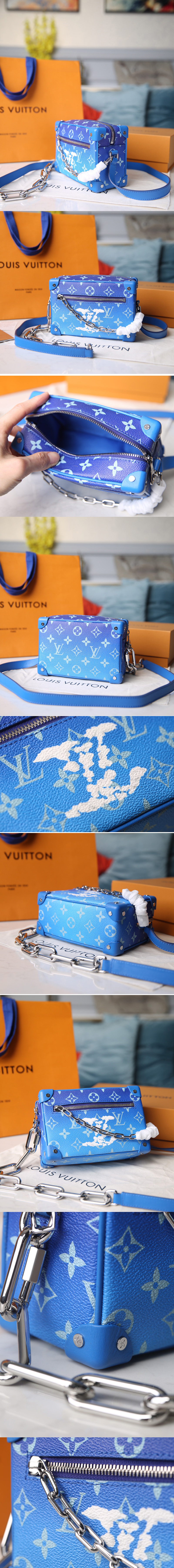 Replica Louis Vuitton M45433 LV Mini Soft Trunk in Blue Monogram Canvas