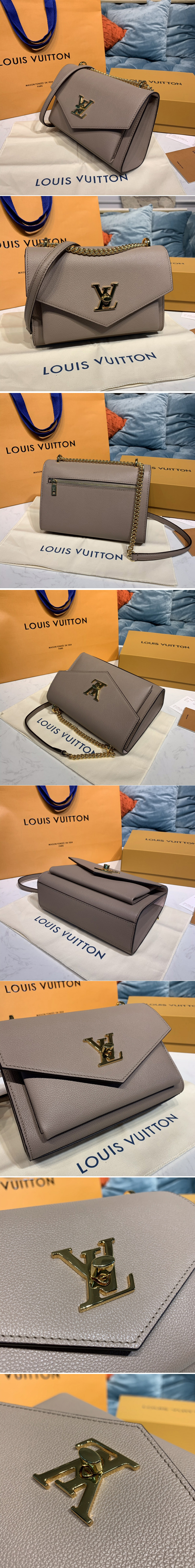 Replica Louis Vuitton M51418 LV Mylockme BB Handbag in Apricot Soft grained calfskin Leather