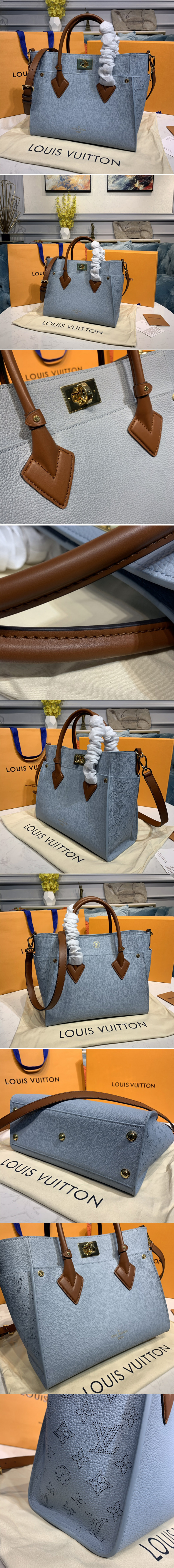 Replica Louis Vuitton M56078 On My Side tote Bag in Blue Monogram pattern calf leather