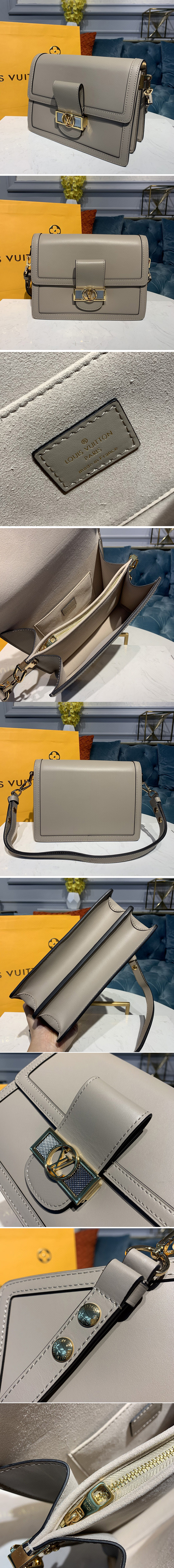 Replica Louis Vuitton M55835 LV Dauphine MM Bags in Gray Smooth calfskin leather