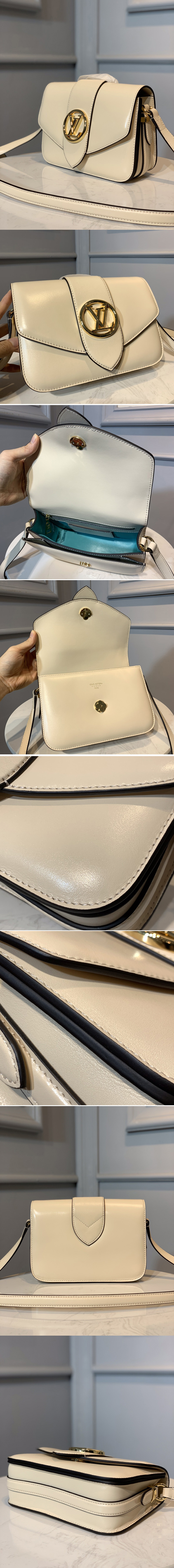 Replica Louis Vuitton M55950 LV Pont 9 handbag in Cream Smooth Leather