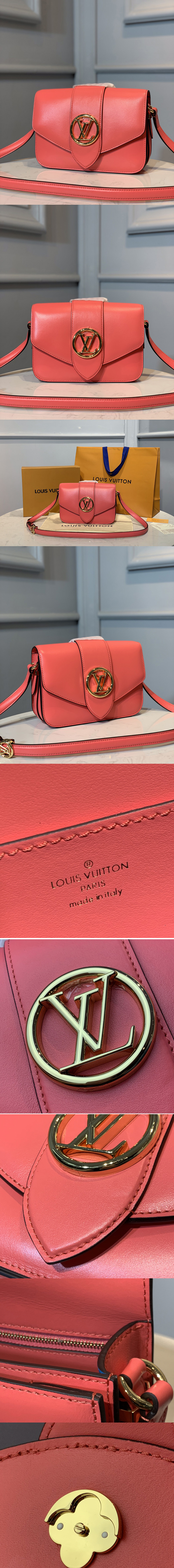 Replica Louis Vuitton M55949 LV Pont 9 handbag in Pink Smooth Leather