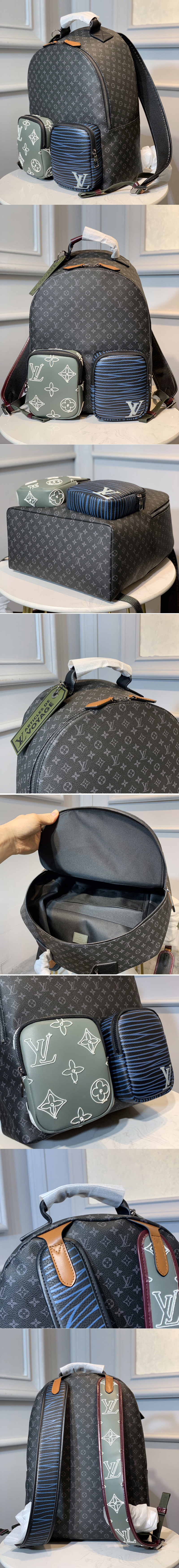 Replica Louis Vuitton M56853 LV Backpack in Monogram Eclipse Canvas