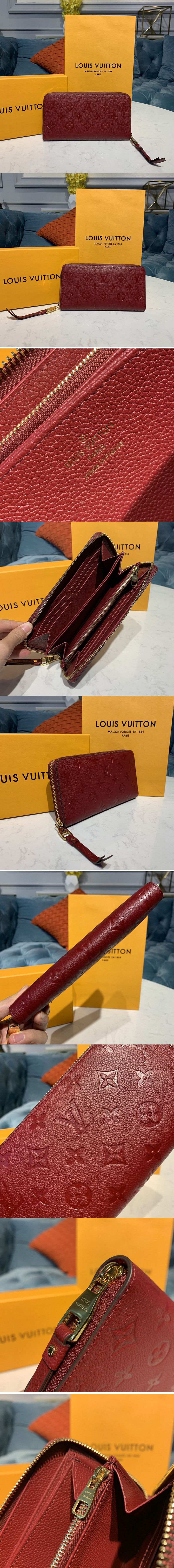 Replica Louis Vuitton M68571 LV Zippy wallet Burgundy Monogram Empreinte Leather