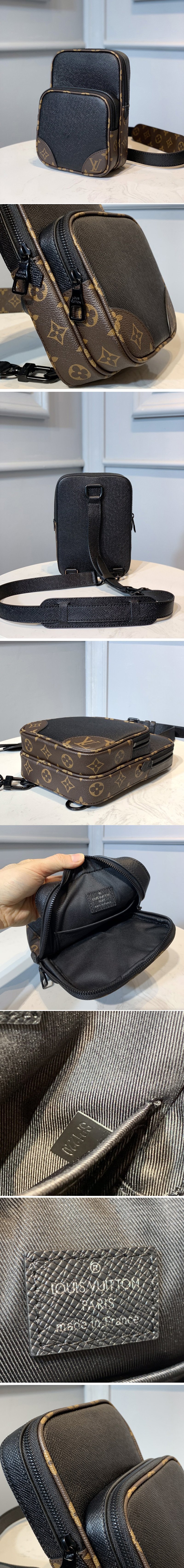 Replica Louis Vuitton M68686 LV Camera Bag in Monogram Canvas With Taiga Leather