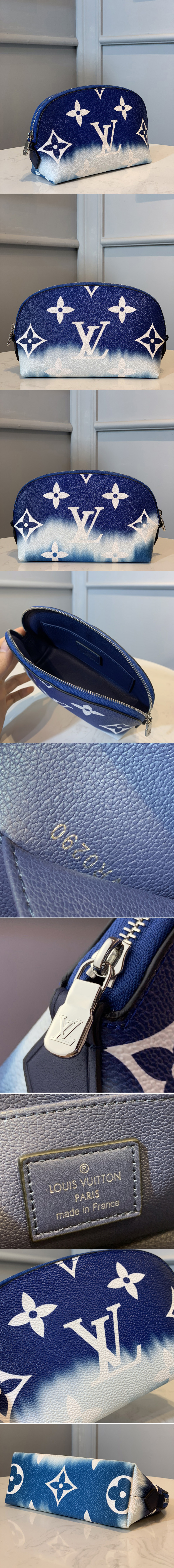 Replica Louis Vuitton M69138 LV Escale Pochette Cosmetique Bag In Blue Monogram Canvas