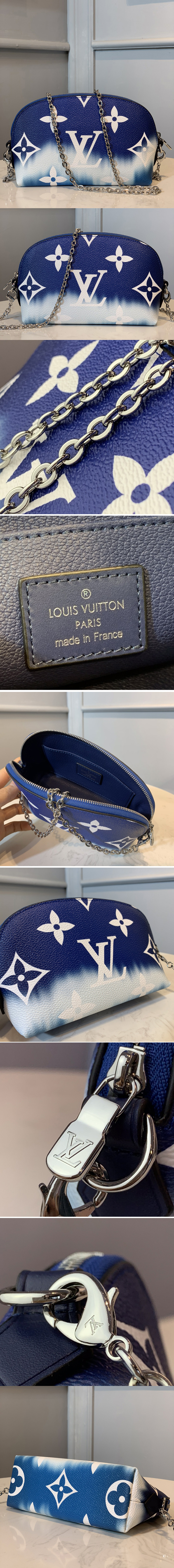 Replica Louis Vuitton M69138 LV Escale Pochette Cosmetique Chain Bag In Blue Monogram Canvas