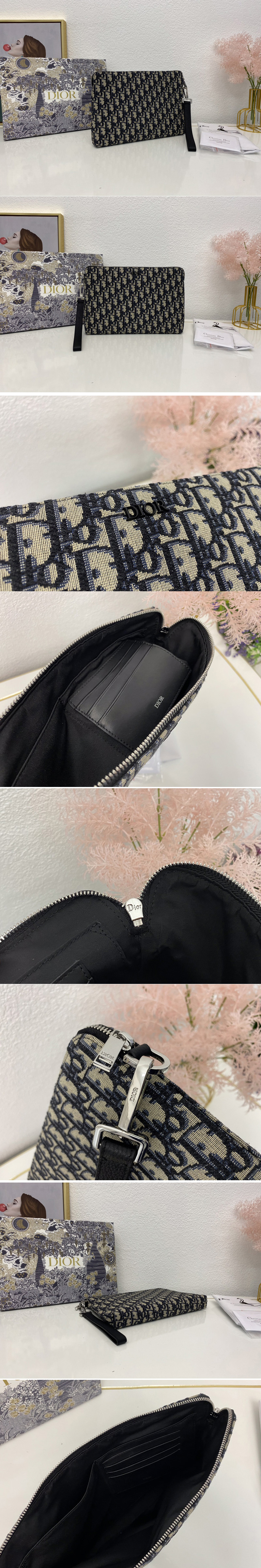 Replica Christian Dior 2OBCA251 Dior pouch in Beige and Black Dior Oblique Jacquard