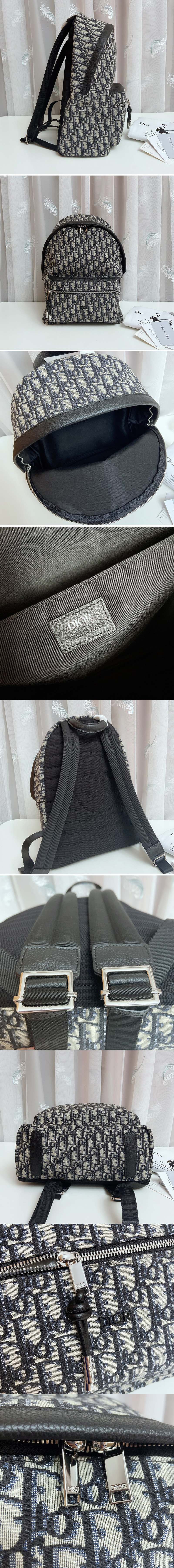 Replica Christian Dior 1VOBA088YKY rider backpack in Beige and Black Dior Oblique Jacquard