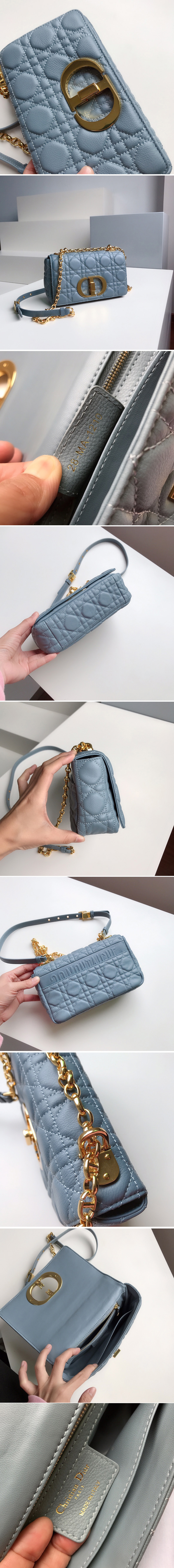 Replica Christian Dior M9241 Small Dior Caro bag in Cloud Blue Soft Cannage Calfskin