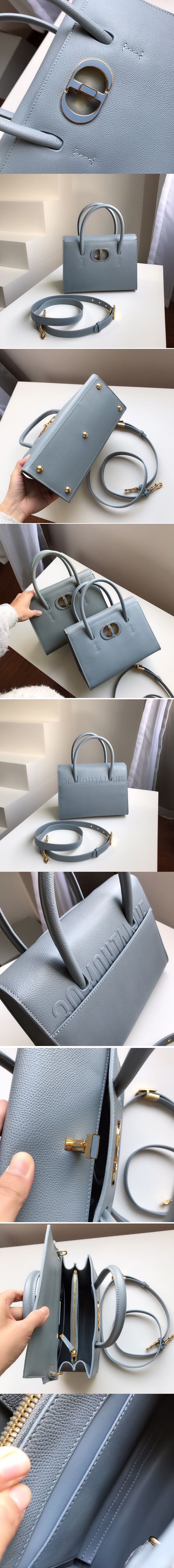 Replica Christian Dior M9321 Dior Medium St Honoré tote bag in Cloud Blue Grained Calfskin