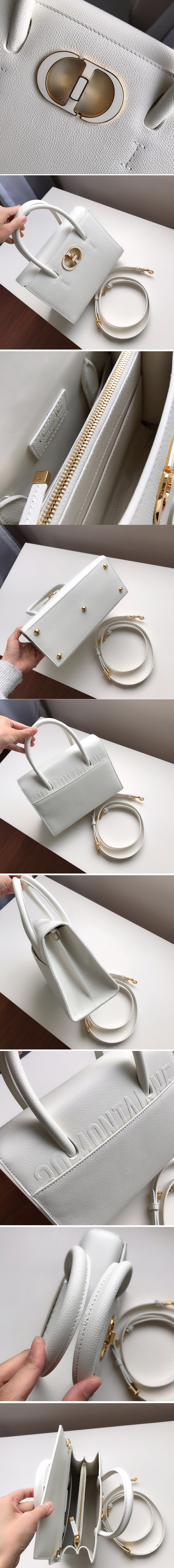 Replica Christian Dior M9321 Dior Medium St Honoré tote bag in White Grained Calfskin