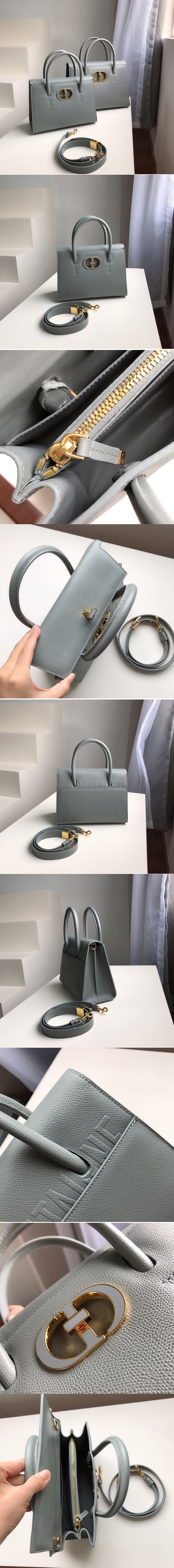 Replica Christian Dior M9321 Dior Medium St Honoré tote bag in Gray Grained Calfskin