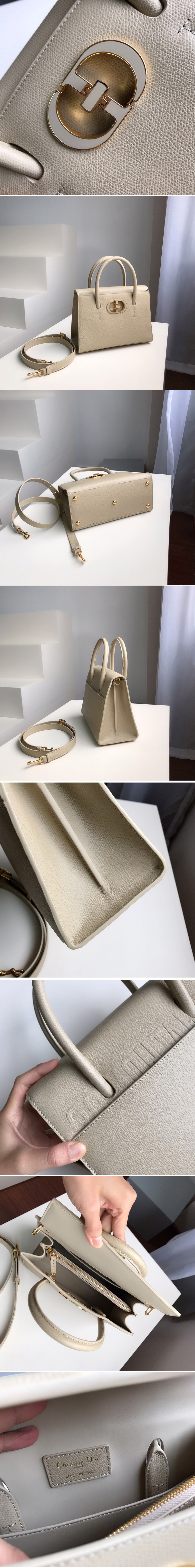 Replica Christian Dior M9321 Dior Medium St Honoré tote bag in Beige Grained Calfskin