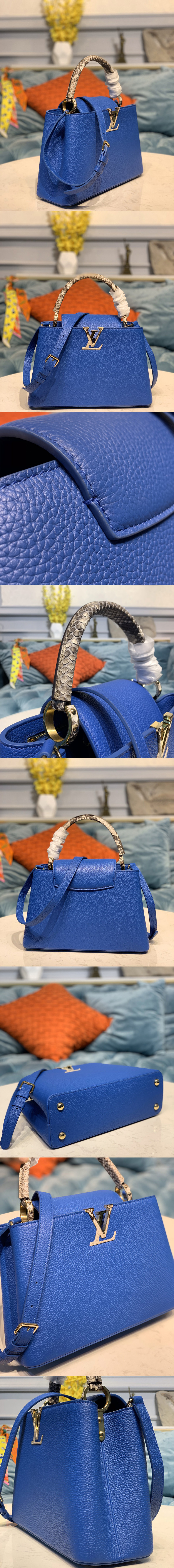 Replica Louis Vuitton N93799 LV Capucines PM Bag in Blue Taurillon Leather