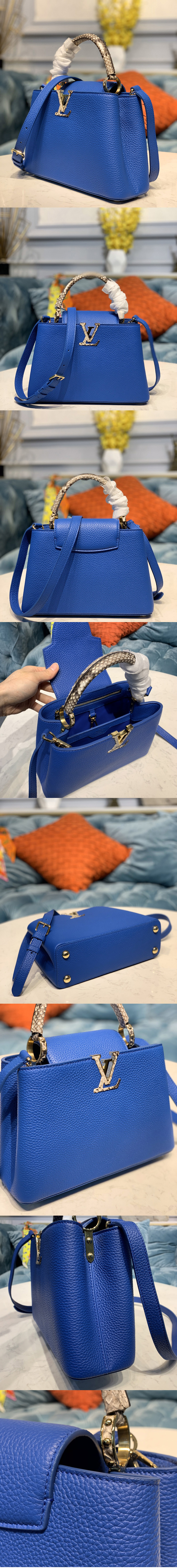 Replica Louis Vuitton N98387 LV Capucines BB Handbag in Royal Blue Taurillon Leather