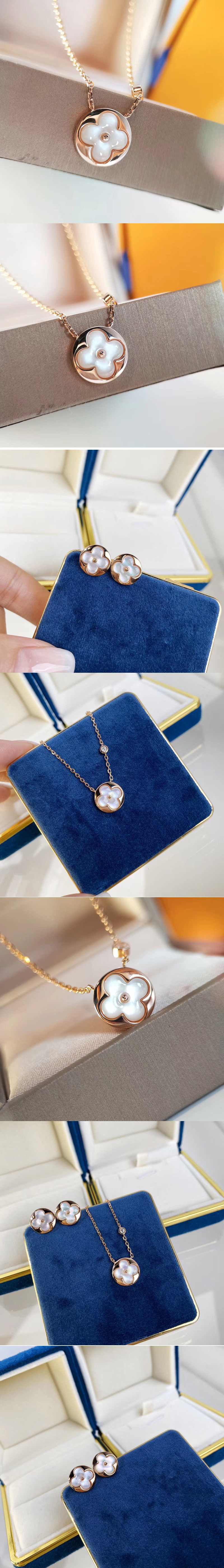 Replica Louis Vuitton Q93520 LV Color Blossom Sun Pendant Pink Gold and White Mother of Pearl