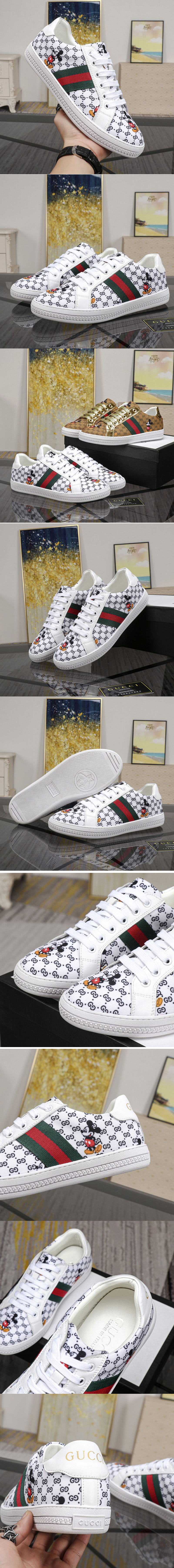 Replica Men's GG Disney x Gucci Ace sneaker Black/White mini GG Supreme canvas with Mickey Mouse print