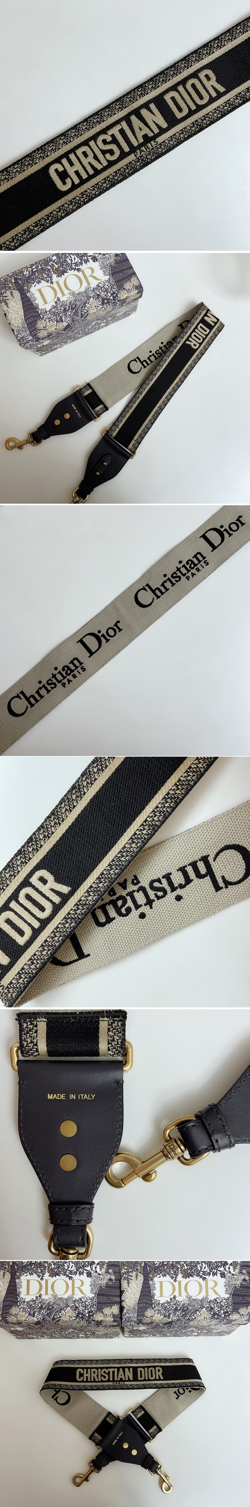 Replica Christian Dior S8540 Dior shoulder strap in Black Christian Dior Embroidery