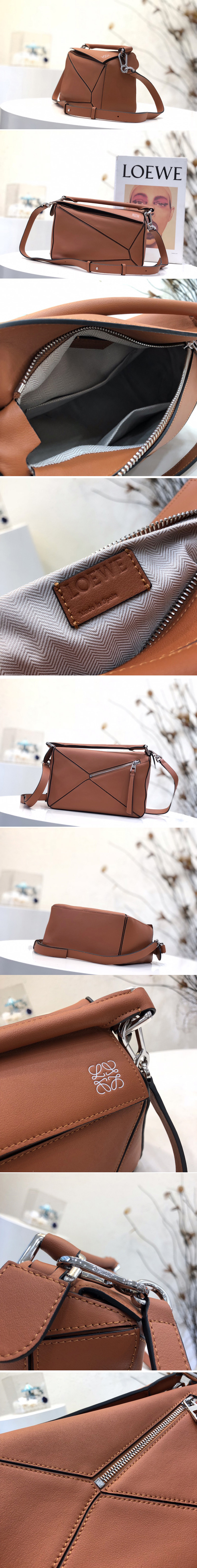 Replica Loewe Small Puzzle bag in Brown classic calfskin