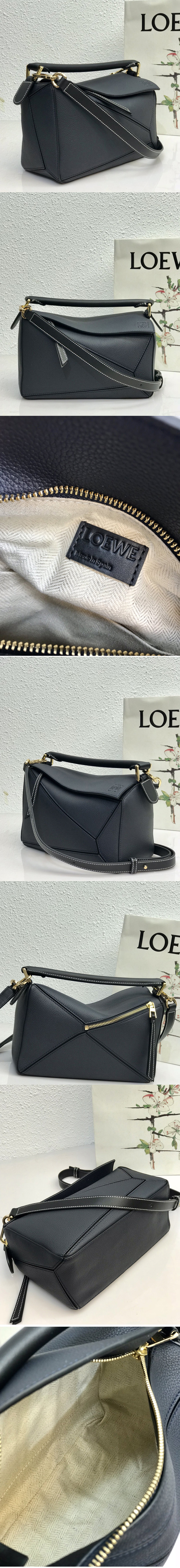 Replica Loewe Small Puzzle bag in Black classic calfskin