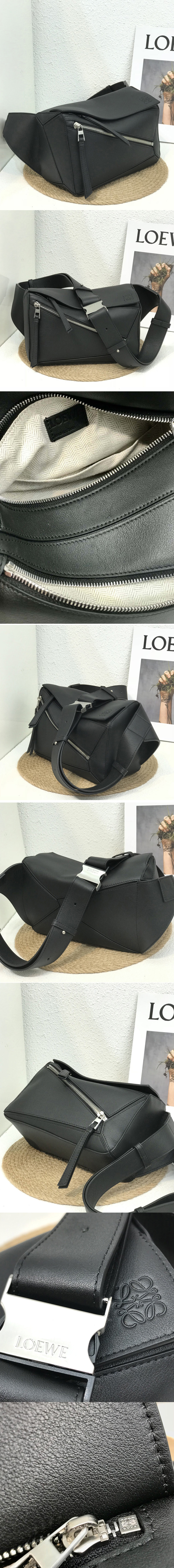 Replica Loewe Small Puzzle Bumbag in Black classic calfskin