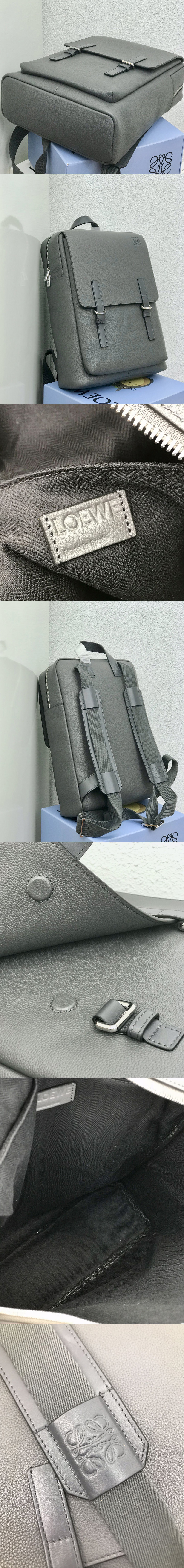 Replica Loewe 10266 Military Backpack in Gray soft grained calfskin