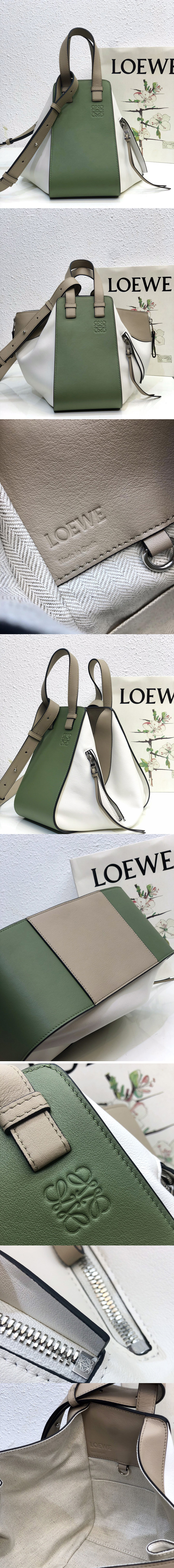 Replica Loewe Small Hammock bag in Green/White classic calfskin