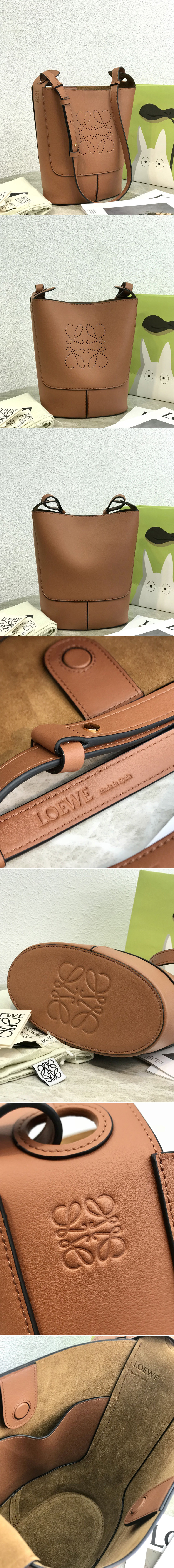 Replica Loewe Small Hobo Anagram bag in Tan nappa calfskin