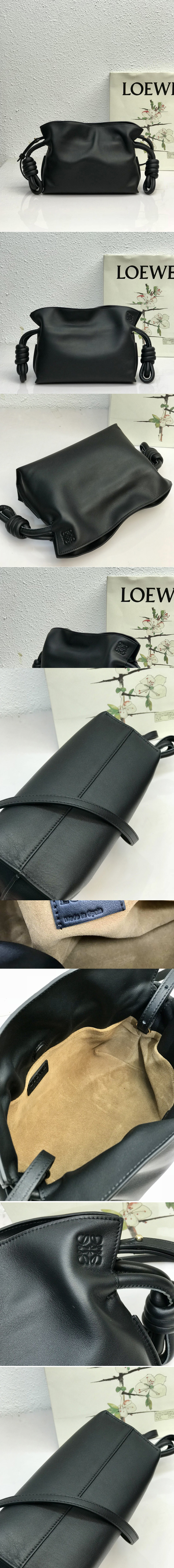 Replica Loewe Mini Flamenco clutch in Black nappa calfskin